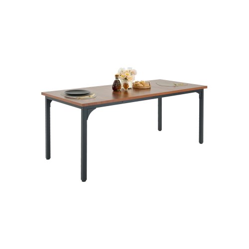 

VEVOR Rectangle Dining Table, 71 inch Length Large Wood Tables for 6-8 Person, Farmhouse Dinner Furniture, Rustic Conference Desk with Iron Legs, for Home Kitchen Living Room, Brown(Only Table)