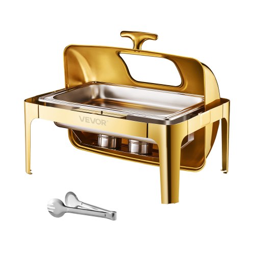 

VEVOR 9Qt Rectangle Roll Top Chafing Dish Set with Full-Size Pan Stainless Steel