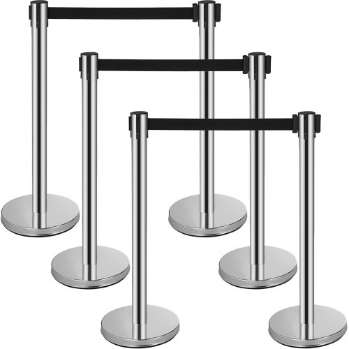 

VEVOR Crowd Control Stanchions Barriers 6-Pack with 3PCS Retractable Belts