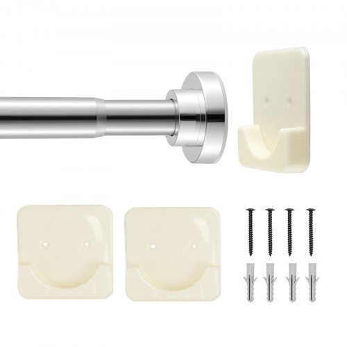 VEVOR Shower Curtain Rod Adjustable Tension Rod 28-76 in Stainless Steel Silver