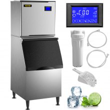 VEVOR 110V Commercial Ice Maker 360LB/24H, Industrial Modular Stainless Steel Ice Machine with 250LB Large Storage Bin, 195PCS Ice Cubes Ready in 8-15 Mins, Professional Refrigeration Equipment - VEVOR
