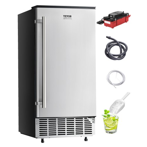 

Undercounter Built-in Ice Maker Machine 80 Lbs/Day w/ Drain Pump Reversible Door