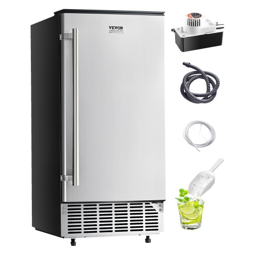 

VEVOR Undercounter Built-in Ice Maker, 80 Lbs/Day Under Counter Ice Maker Machine with Reversible Door Stainless Steel, Freestanding Ice Maker for Commercial Home Kitchen, Electric Drainage