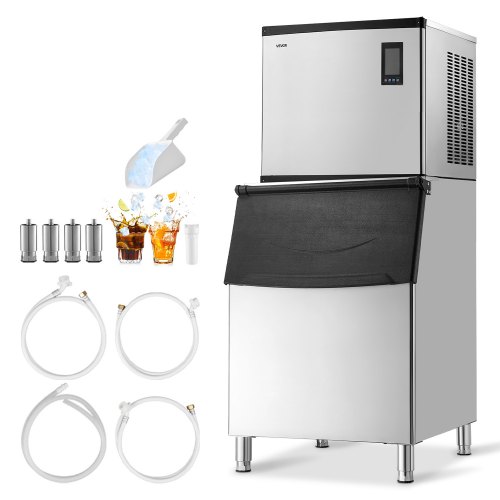 

VEVOR Commercial Ice Maker Machine, 1000LBS/24H Ice-Making Machine with 500LBS Stainless Steel Storage Bin, Auto Self-Cleaning Ice Maker with Touchscreen for Bar Cafe Restaurant Business Commercial