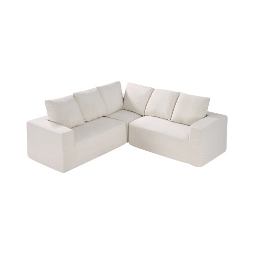 

Modular Sectional Sofa L Shape Cloud Couch with Corduroy and Cushion Black