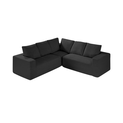 

Modular Sectional Sofa L Shape Cloud Couch with Corduroy and Cushion Black