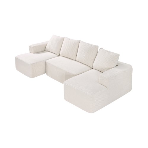 

VEVOR Modular Sectional Sofa U Shaped Cloud Couch with Chaise and Cushion Beige