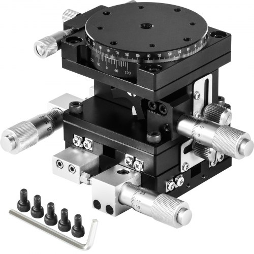 

VEVOR XYZR Linear Stage 4 Axles 90 x 90 mm Trimming Platform, Bearing Tuning Platform Sliding Table, XYZR 4 Directions Manual Linear Stage for Optical Instruments, Measuring Devices, Semiconductor