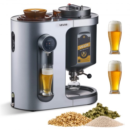 VEVOR Automatic Home Beer Brewer, 1500W Electric Beer Brewing Machine, 3.43 Gal All-in-One Home Brewer with Mash Boil Device, 304 Stainless Steel Internal Tank, Auto Temperature & Pressure Control