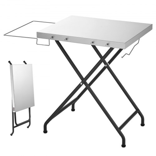 VEVOR Folding Grill Table 24x20in Camping Prep Tables Carbon Steel Tabletop, Lightweight & Compact for Picnic BBQ Tailgating, 70 lbs Capacity, Outdoor Pizza Oven Stand with Garage Rack, Tissue Holder