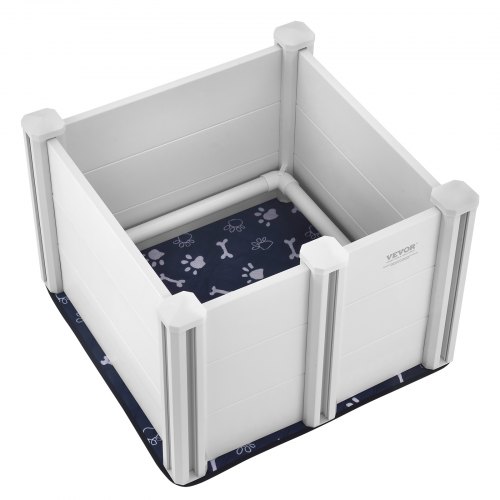 

VEVOR Dog Whelping Box 28.3x28.3x18.1in PVC with Rails Pee Pad for Dogs Puppies