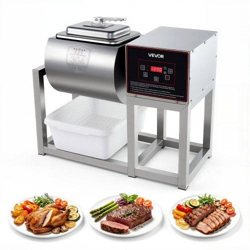 Vevor Commercial Meat Tumbler Marinator, 18L Tumbling Marinating Machine, For Chicken Steak Pork Restaurant, Stainless Steel Vacuum Curing Machine, Wi-image