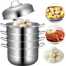 5 Tier Stainless Steel Steam Pot Kitchen Cooker Meat Vegetable Cooking Steamer