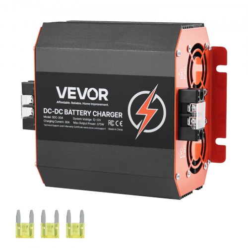 

VEVOR 12V 30A DC to DC Battery Charger, 375W, On-Board Battery Charger for Lead-Acid, Lithium, AGM, GEL, and Flooded Batteries, Smart Multi-Stage Charging, for RVs, Commercial Vehicles, Boats, Yachts