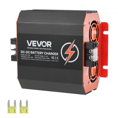 

VEVOR 12V 20A DC to DC Battery Charger, 250W, On-Board Battery Charger for Lead-Acid, Lithium, AGM, GEL, and Flooded Batteries, Smart Multi-Stage Charging, for RVs, Commercial Vehicles, Boats, Yachts