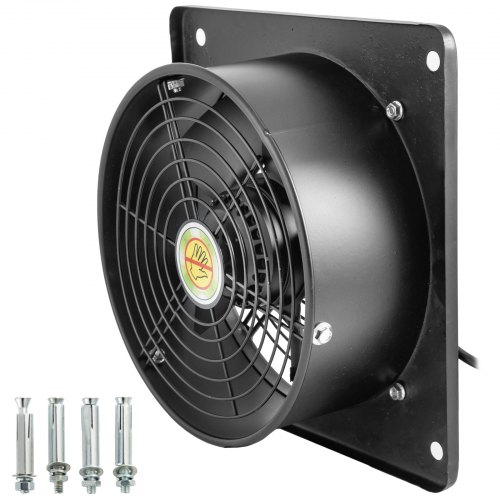 VEVOR Industrial Extractor Metal Axial Exhaust Ventilation Commercial Air Blower Fan 254mm / 10" Inches (2 Pole) 1850m3/h for Warehouse Restaurant Garage Home Bathroom Kitchen