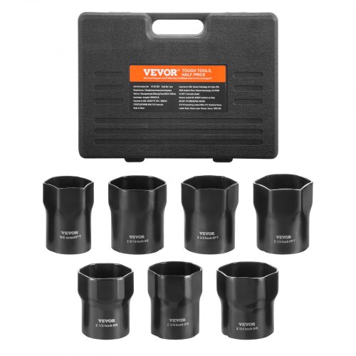 

VEVOR Wheel Bearing Locknut Socket Set 1/2 in Drive 7 Pcs SAE and Metric 6-Point