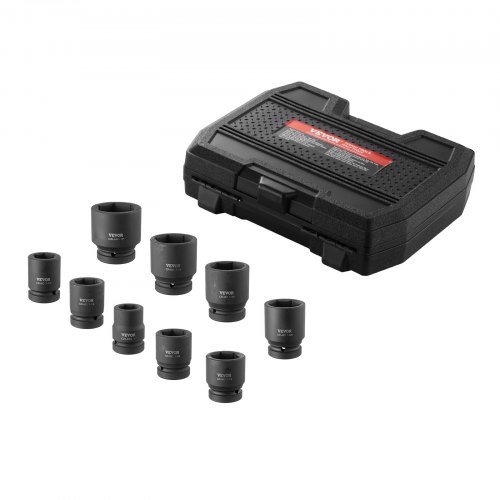 

VEVOR Axle Nut Impact Socket Set, 1" Drive 6-Point 9-Piece SAE Spindle Nut Socket Set, CR-MO Heat Treated Large Socket Set with Storage Case, for Auto Repair, Removing or Installing Axle Nuts