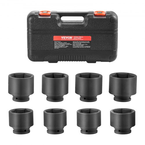 

VEVOR Axle Nut Impact Socket Set 3/4" Drive 6-Point 8PCS SAE Spindle Nut Socket