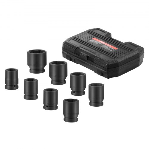 

VEVOR Axle Nut Impact Socket Set 3/4" Drive 6-Point 8PCS Metric Spindle Socket