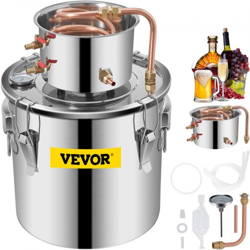 

VEVOR Moonshine Still 5 Gal 21L, Distillery Kit with Circulating Pump, Alcohol Still Copper Tube, Whiskey Distilling Kit w/Build-In Thermometer, Whiskey Making Kit for DIY Alcohol, Stainless Steel