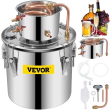 VEVOR Alcohol Still 5 Gal 21L Stainless Steel Water Alcohol Distiller Copper Tube Home Brewing Kit Build-in Thermometer