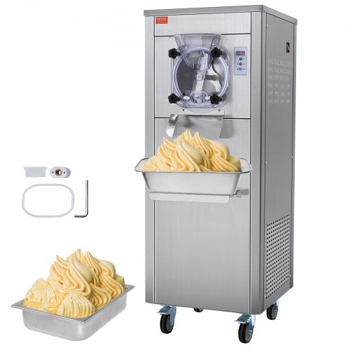 Vevor Ice Cream Maker for Commercial Use, Produces 18 Liters per Hour, 1780W, Offers Single Flavor, Equipped with Wheels, 6L Stainless Cylinder, LED Display, Automatic Cleaning & Pre-cooling Functi