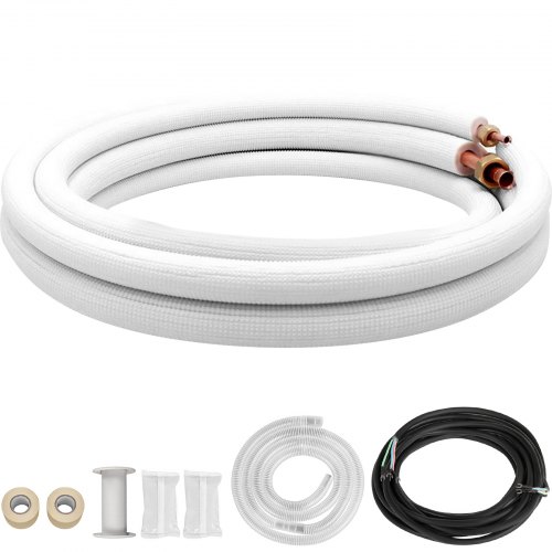 1/4"x1/2"x16ft Ductless Line Set For Mini Split System W/ Cable Copper Line Kit