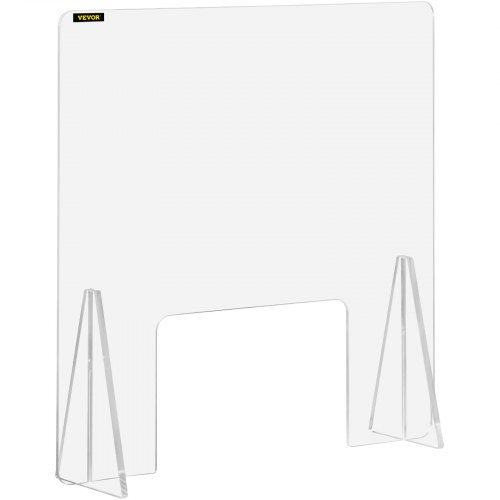 VEVOR Acrylic Shield for Counter, 24"x24" Acrylic Screen for Counter, 0.2" Thick Acrylic Board Acrylic Shield for Desk with Transaction Window, Desk Shield for Cashier Counters, Banks, Restaurants