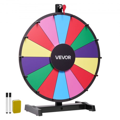 VEVOR 457 mm Spinning Prize Wheel, 14 Slots Spinning Wheel with Stand, Tabletop Win Fortune Roulette with a Dry Erase and 2 Markers, 6 Colors, Easy Assembly, for Party Pub Trade Show Carnival Events
