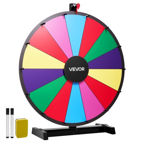 

VEVOR 24 in Spinning Prize Wheel, 14 Slots Spinning Wheel with Stand, Tabletop Win Fortune Roulette with a Dry Erase and 2 Markers, 6 Colors, Easy Assembly, for Party Pub Trade Show Carnival Events