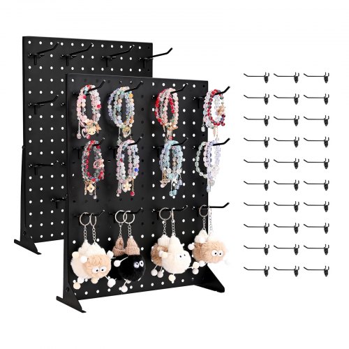 

VEVOR Pegboard Display Stand with 30 Hooks Pegboard Panels Display Black (2 PCS)