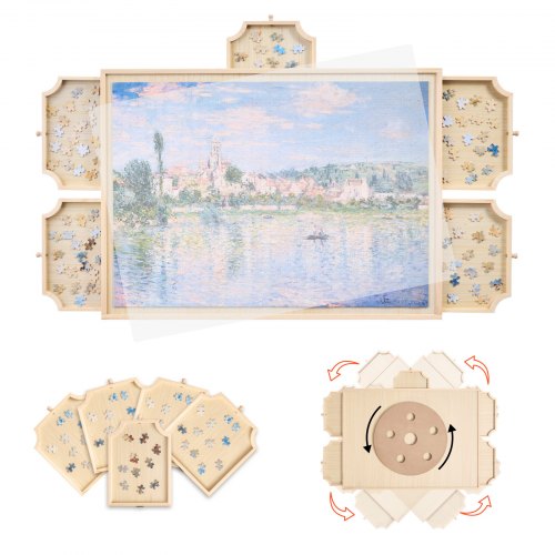 

1000 Piece Puzzle Board with Drawer Cover Portable Wooden Jigsaw 29x21 in