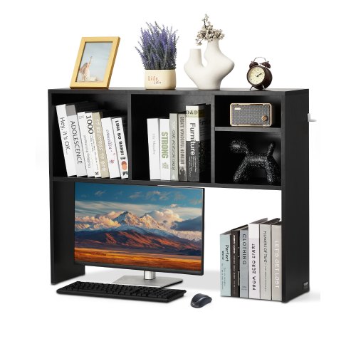 

Desktop Bookshelf Black Desktop Storage Organizer 1-Tier for Office & Home