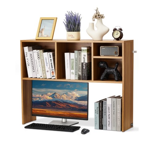 

Desktop Bookshelf Wood Desktop Storage Organizer 1-Tier for Office & Home