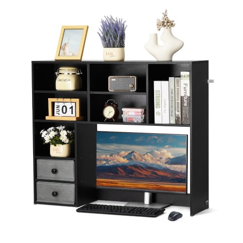 

Desktop Bookshelf Black Desktop Storage Organizer 3-Tier for Office & Home