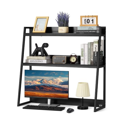 

Desktop Bookshelf Desktop Storage Organizer 2-Tier for Office & Home Black