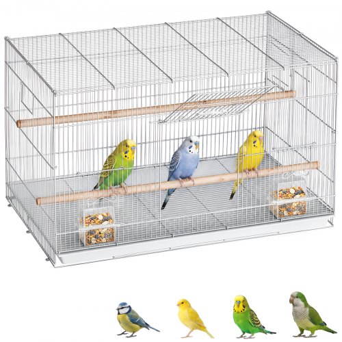 VEVOR Bird Cage, 18 in, Small Parakeet Cage, Sturdy Metal Bird Flight Cage, Travel Birdcage with 2 Perches & 2 Feeding C