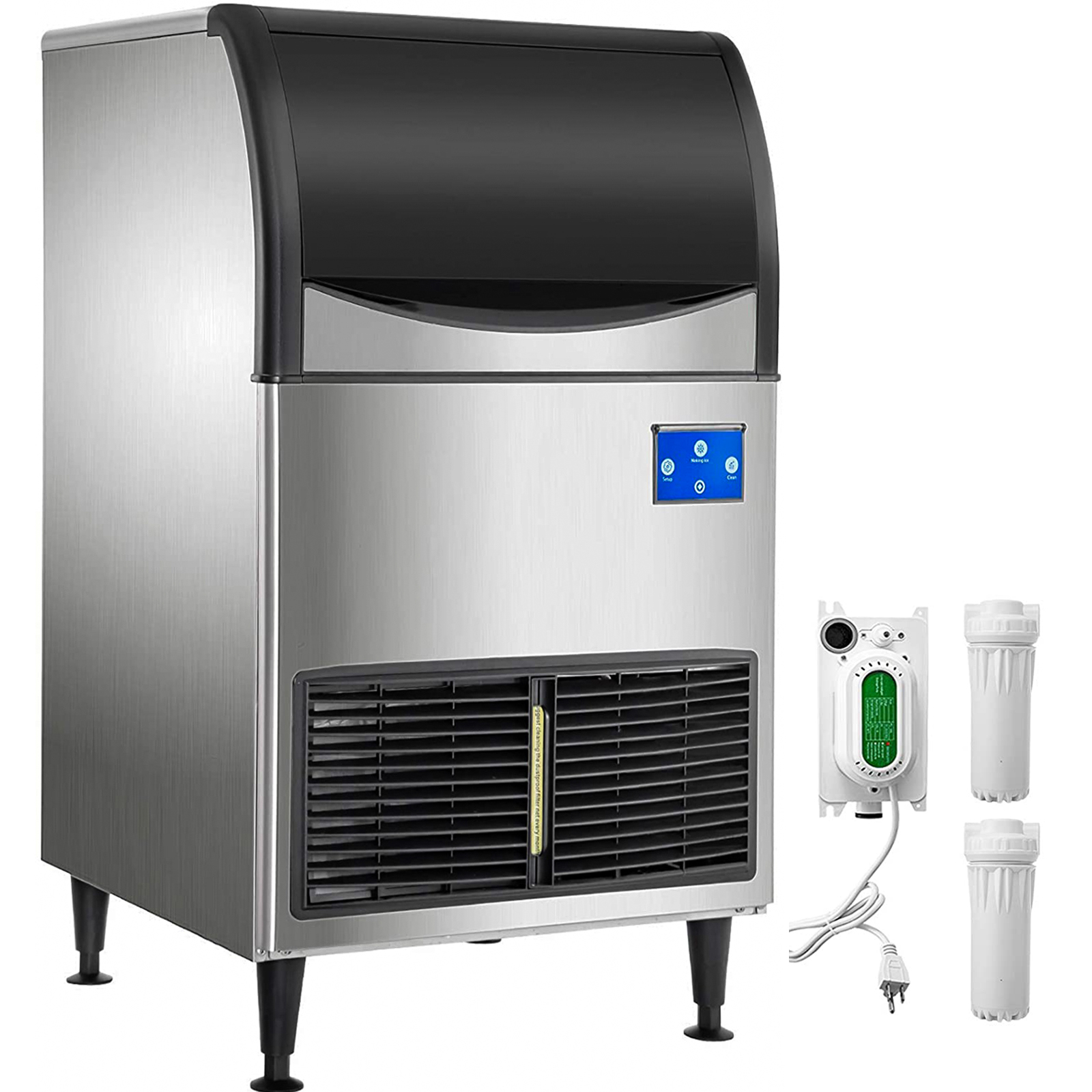 VEVOR 110V Commercial Ice Maker 265LBS/24H, Large Storage Bin 121LBS, Clear Cube, Upgraded LCD Panel w/WI-FI System, SECOP Compressor от Vevor Many GEOs