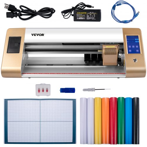 VEVOR Vinyl Cutter Machine, 18 in / 450 mm Max Paper Feed Cutting Plotter, Automatic Camera Contour Cutting LCD Screen Printer w/Stand Adjustable Force and Speed for Sign Making Plotter Cutter