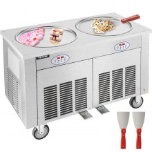 VEVOR Fried Ice Cream Roll Machine Commercial Ice Roll Maker for Yogurt 2-Pan