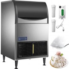 VEVOR 110V Commercial Flake Ice Machine 132LBS/24H, Snowflake Maker with 66LBS Ice Storage, Stainless Steel Construction, Quiet Operation, Auto Clean, Air Cooling, Professional Refrigeration Equipment