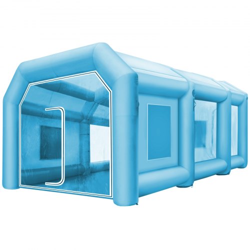 VEVOR Inflatable Tent 999.2 x 498.5 x 399.3 cm Inflatable Spray Booth Tent Inflatable Paint Booth Tent Car Paint Booth Giant Workstation 210D Oxford Fabric With 2 Blowers