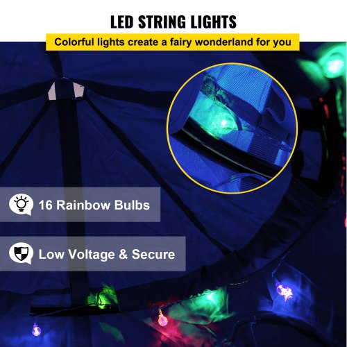 Details about   Hanging Tree Tent w/ LED Lights 45dx54 H Blue Waterproof Indoor or Outdoor 