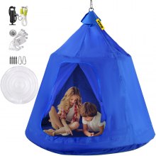 Hanging Tree Tent W/ Led Lights 45dx54 H Blue Waterproof Indoor Or Outdoor