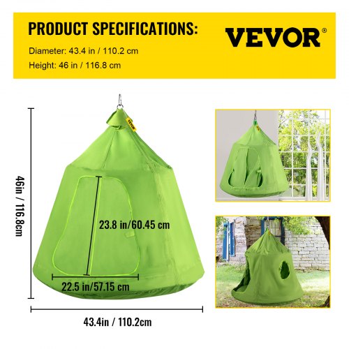 VEVOR Child Kids Green Pod Swing Chair 