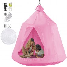 Pink HangOut HugglePod Hanging Tree Tent With LED String Lights For Kids