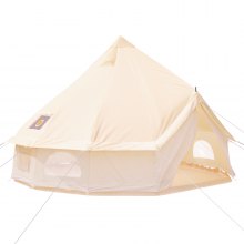 4-Season 5-8 People Large Waterproof Cotton Canvas Bell Tent With Stove for Camping Parties(4M Dia)
