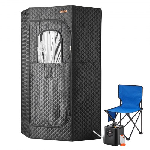 VEVOR Portable Steam Sauna Full with Steamer Chair Oil Box Remote Black ZQBXSSNQCCWBHSO2Y001V1