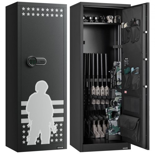 VEVOR 10-12 Gun Safe Long Gun Cabinet for Rifles & Pistols Key & Password Lock